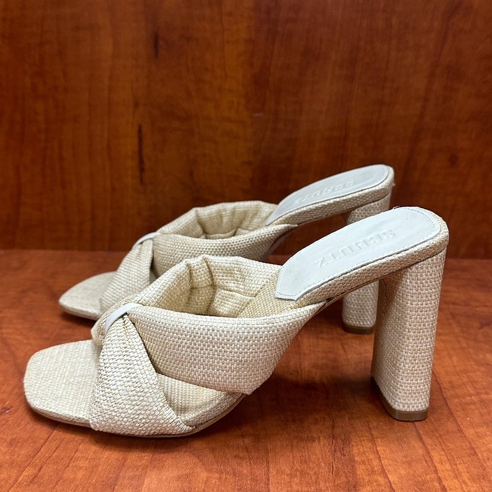 SCHUTZ Cream Textured Women's Heels - Picture 3 of 4